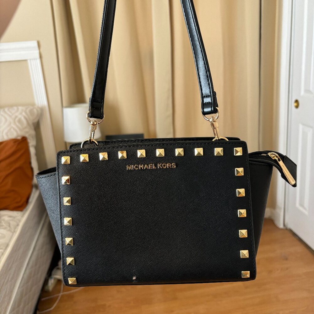 Michael Kors Black/Gold Studded Handbag